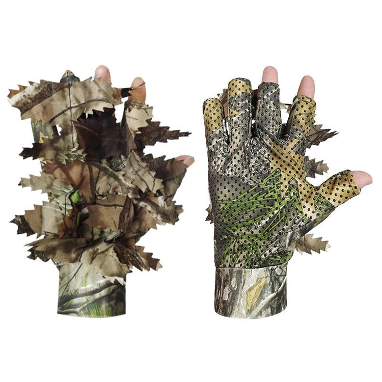 LOOGU Hunting Gloves With Leaves Unisex Super Tree Camo