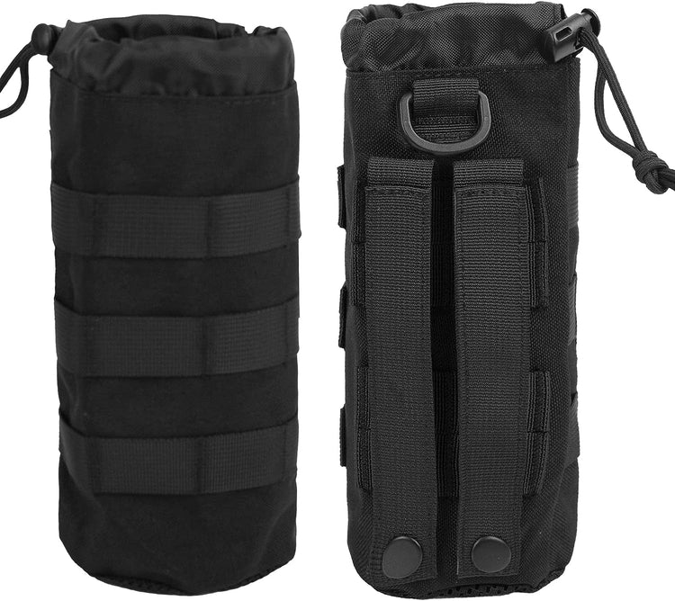 LOOGU Tactical MOLLE Water Bottle Pouch, Water Bottle Holder with Drawstring Open Top & Mesh Bottom Travel Water Bottle Bag Hydration Carrier