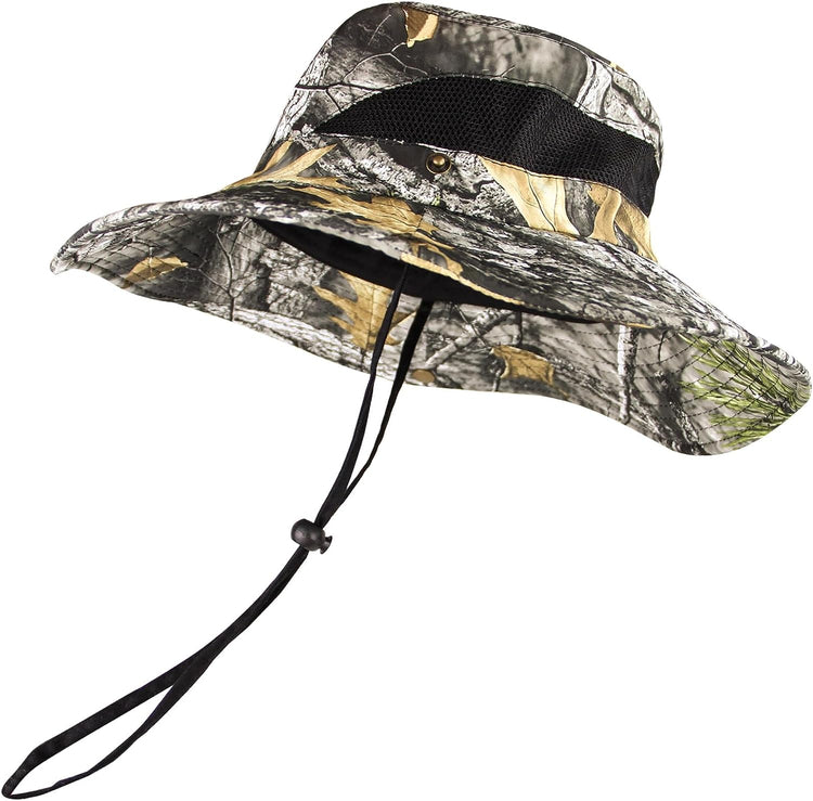 LOOGU Camo Fishing Hat for Men & Women, UPF 50+ Sun Hats Wide Brim Fodable Boonie Hat, Bucket Hat for Hunting, Camping, Beach