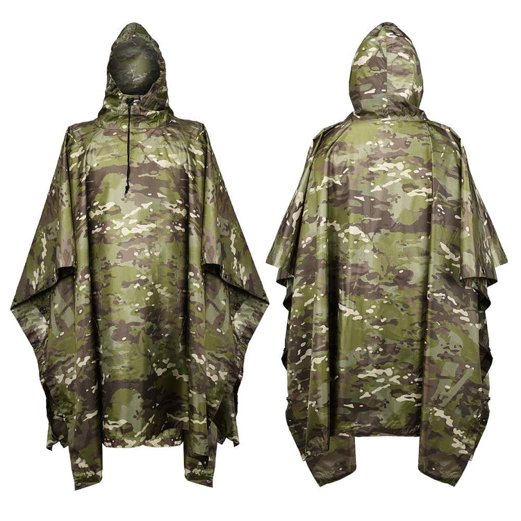 LOOGU Poncho de pluie à capuche, imperméable militaire d'urgence pour hommes et femmes adultes