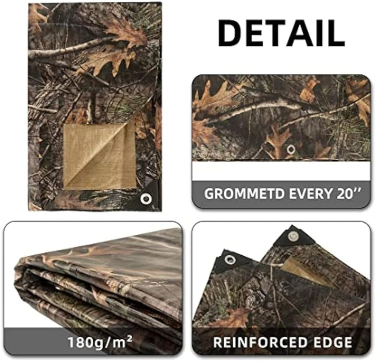 LOOGU Bâche imperméable robuste, couverture en poly multi-usage camouflage arbre bionique