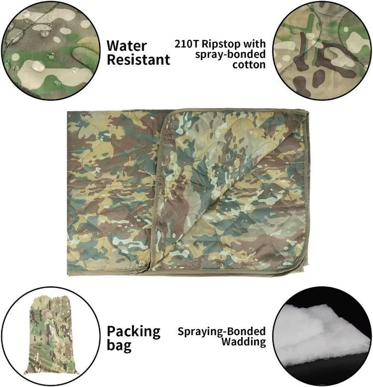 LOOGU – couverture camouflage Woobie imperméable, doublure de poncho pour le camping en plein air, la randonnée, la chasse, la survie, la randonnée, le pique-nique 