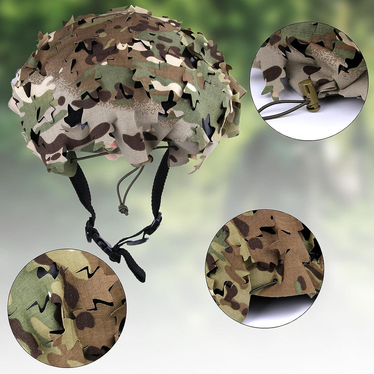 LOOGU Housse de casque tactique, housse de casque de camouflage en maille respirante, idéale pour les équipements militaires tactiques, casque rapide de combat (casque non inclus) 