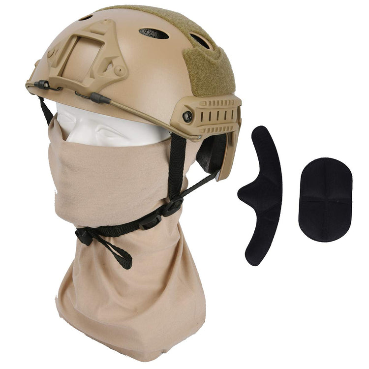 LOOGU Casque Airsoft, équipement de protection de combat tactique de type PJ rapide pour les activités de plein air avec masque facial 12 en 1