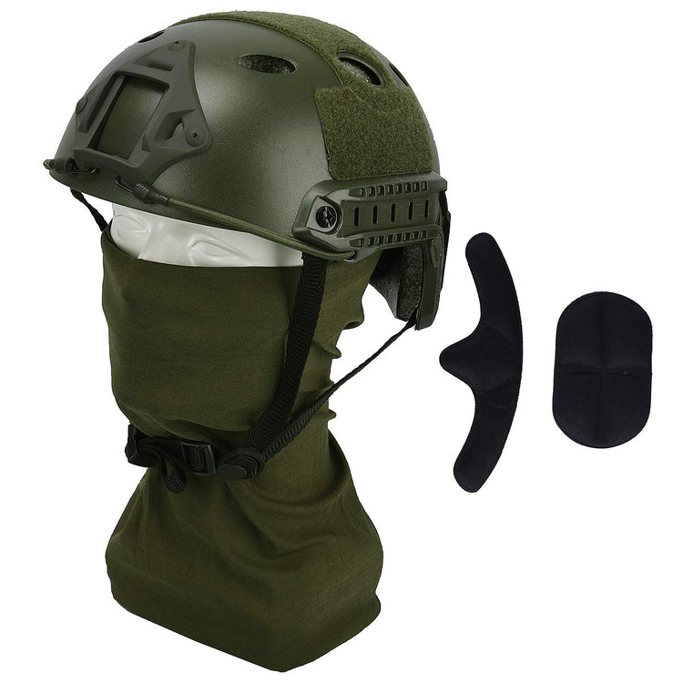 LOOGU Casque Airsoft, équipement de protection de combat tactique de type PJ rapide pour les activités de plein air avec masque facial 12 en 1